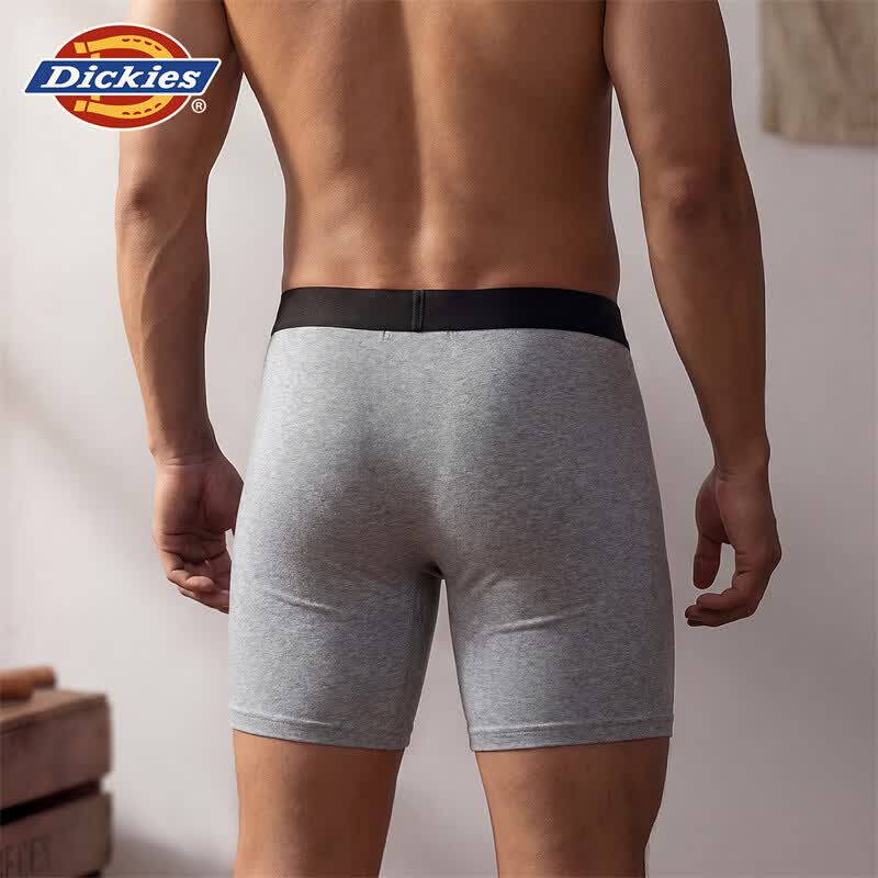 Dickies男士内裤纯棉加长阿罗裤10A抗菌青少年大码运动速干透气平四角裤 浅麻灰三条装 4XL 【适合200-23斤】