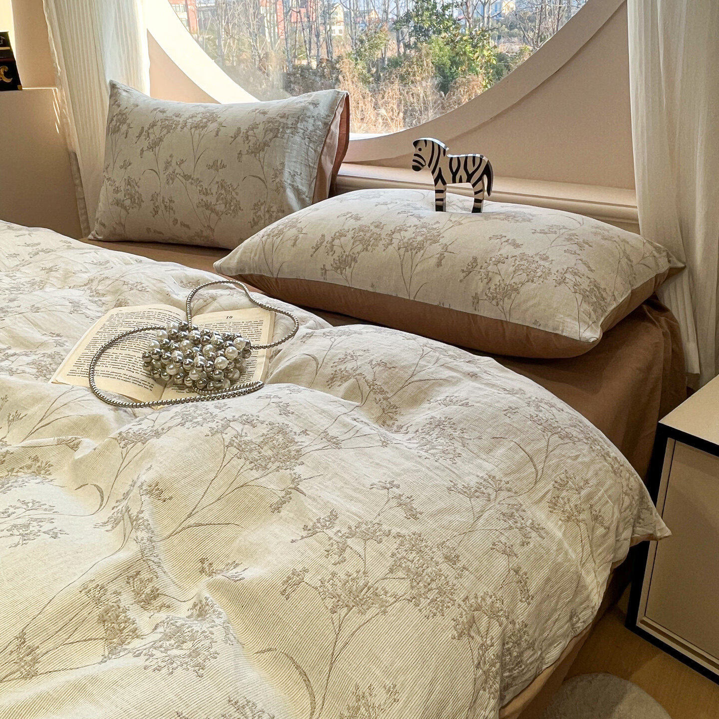 苏萱提花三层纱纯棉床上四件套100全棉高档A类卧室床品被套床单床笠款 琼枝丽影 2.0m 床单款 四件套-被套220x240cm