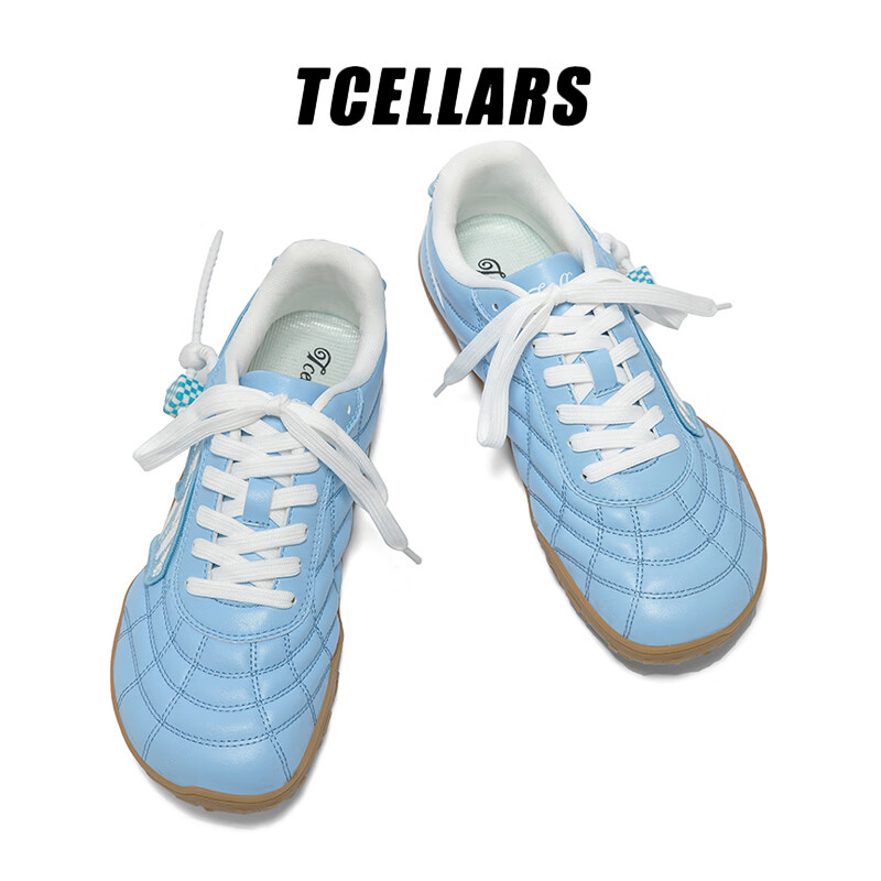 Tcellars德训鞋男鞋2026新款低帮透气平底板鞋时尚百搭休闲鞋子男 北卡蓝 39
