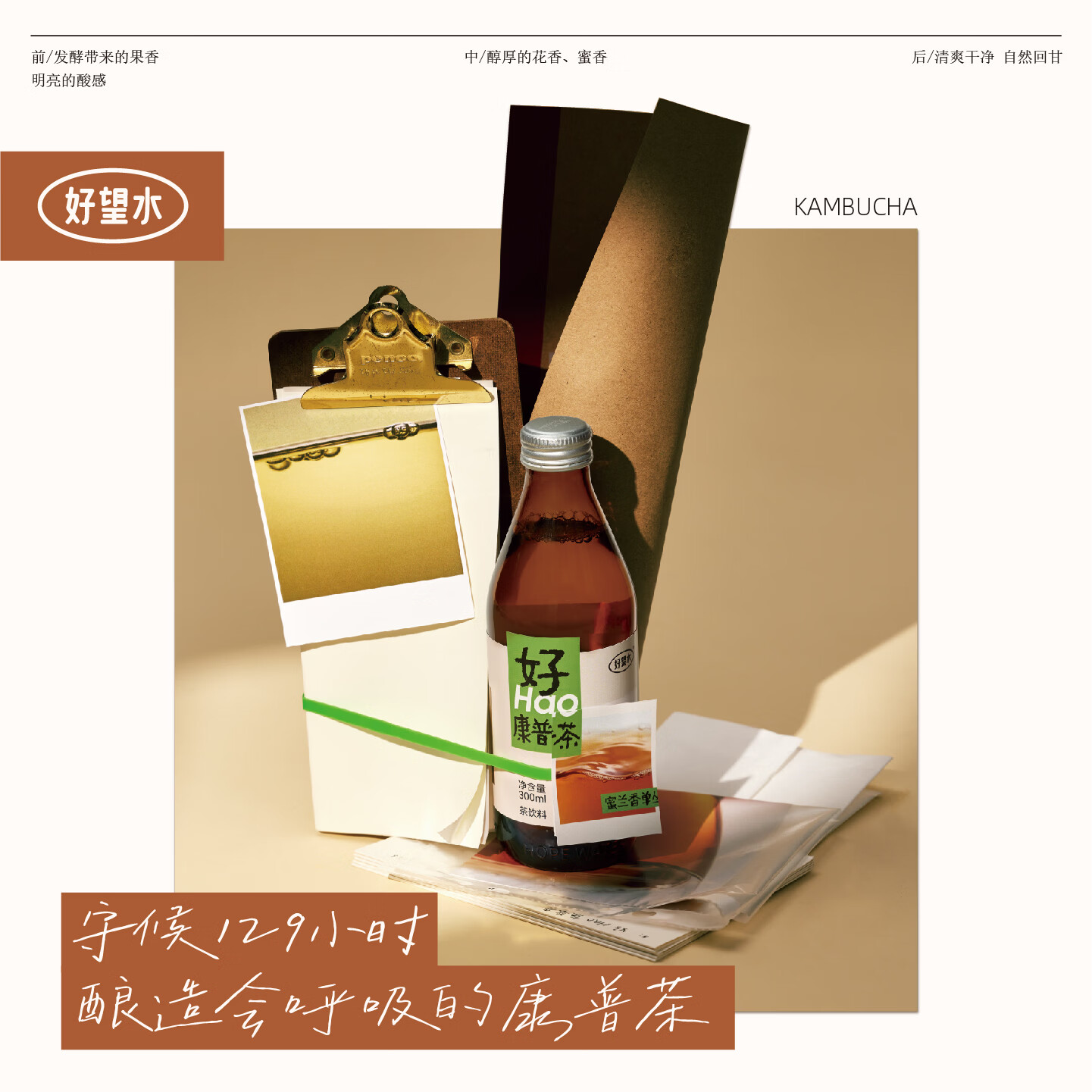 好望水康普茶蜜兰香单丛乌龙茶饮料气泡饮发酵玻璃瓶 蜜兰香单丛茶康普茶气泡饮300ml*6