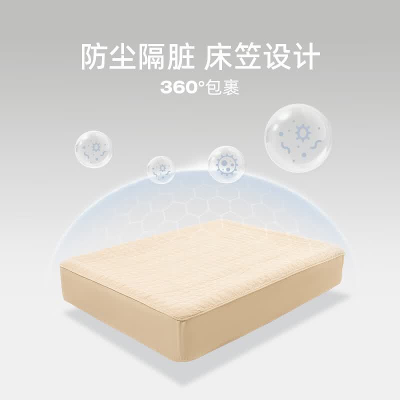 LUING BOX露营盒子 户外床垫套可水洗羽丝绒床笠全包床罩防尘罩防滑保护套 浅咖 1.5*2M