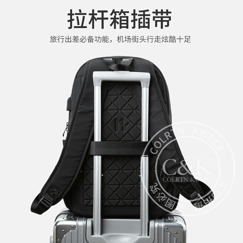 Colrtn Kwecr 男士双肩包新款大容量牛津布电脑包初高中生书包旅行包奢侈品 黑色大号50*31*14(17.3英寸)