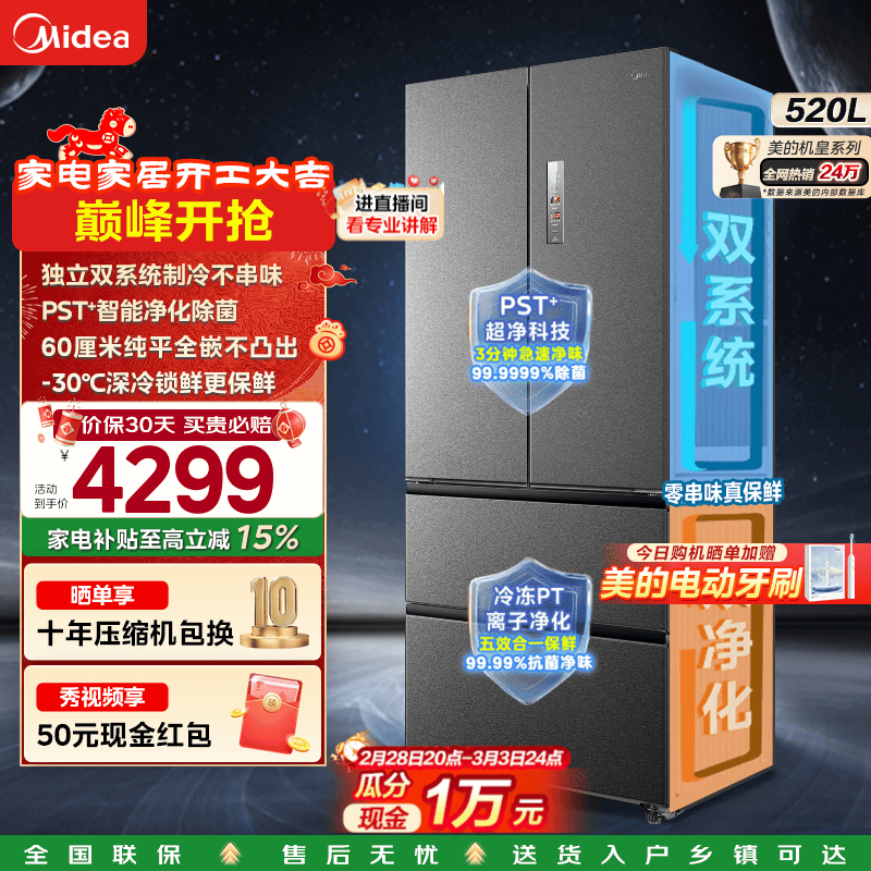 Midea/���� M60ϵ��520�� ��ʽ���� ���� BCD-520WUFPZM(E)