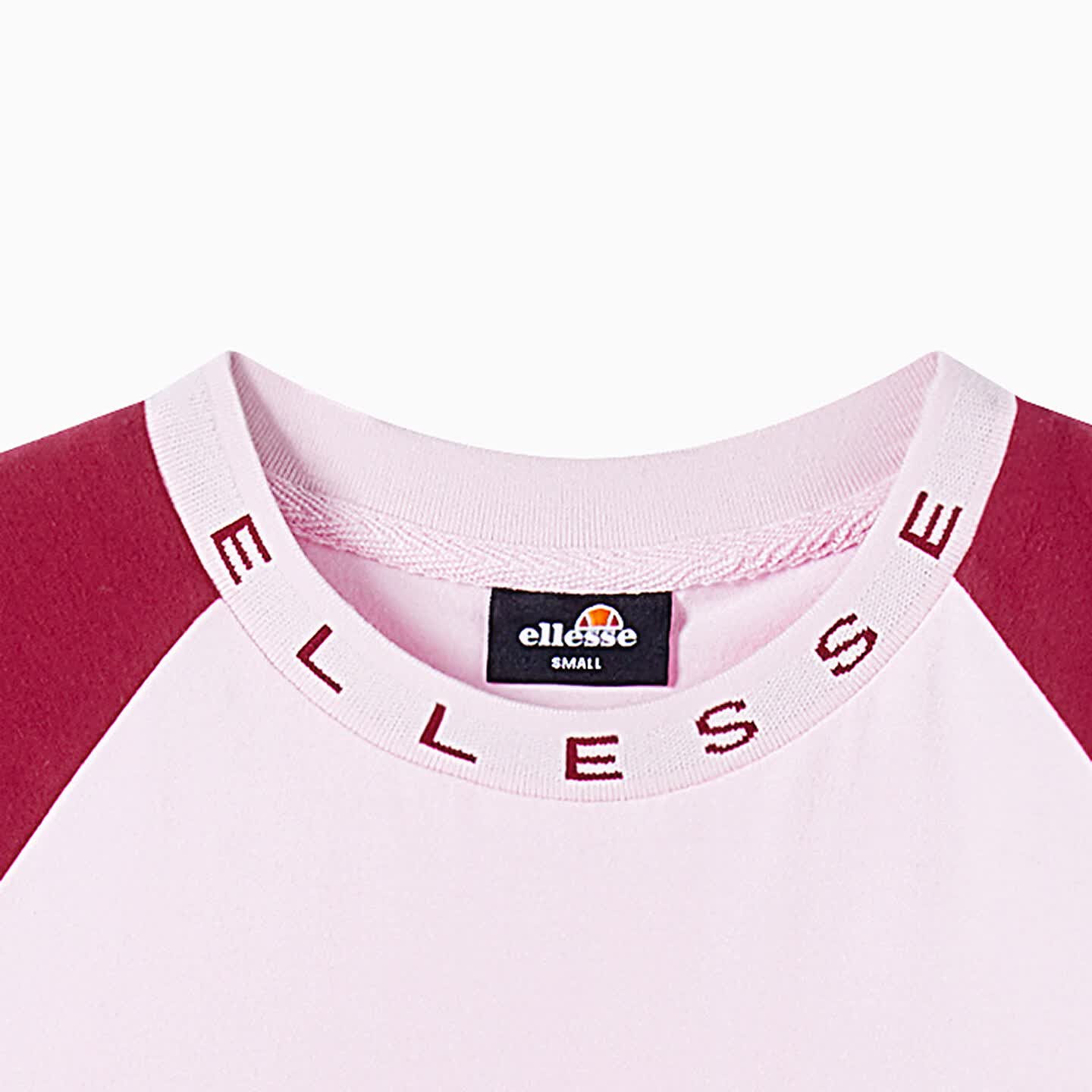 ellesse【真5折】小贝壳复古撞色拼接修身提花T恤夏季网球运动短袖上衣女 粉红 XL