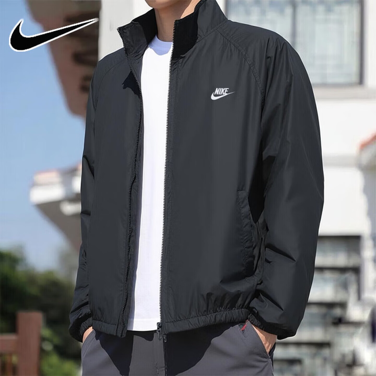 耐克（NIKE）外套男装 2026春季新款健身训练运动服休闲立领防风梭织百搭夹克 HV1140-010 XL 【180】 体重150~170斤左右