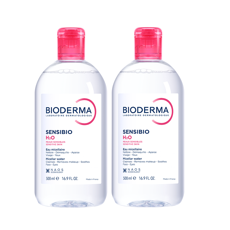 贝德玛（BIODERMA）【618】粉水敏感肌洗卸温和不伤肤卸妆水水润清爽500ml*2