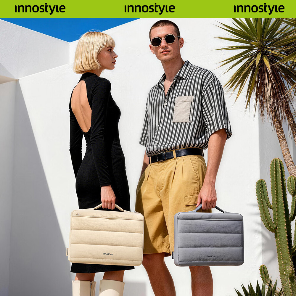 Innostyle思拓手提电脑包14寸笔记本内胆包旅游便携防震苹果mac公文包女士 【黑色】PU手提+360°全方位保护+防水防震+轻盈柔软 14英寸【适配13寸-14寸电脑】
