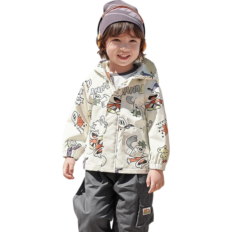 巴拉巴拉宝宝外套防风防泼水连帽上衣加绒秋装男童2025户外潮209325105102
