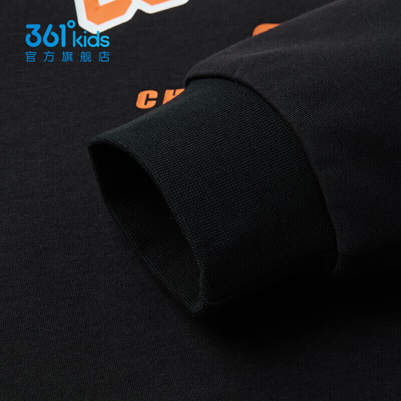 361°童装男童长袖针织套装儿童百搭年春秋新款女童圆领运动套装 经典黑/经典黑 110 cm