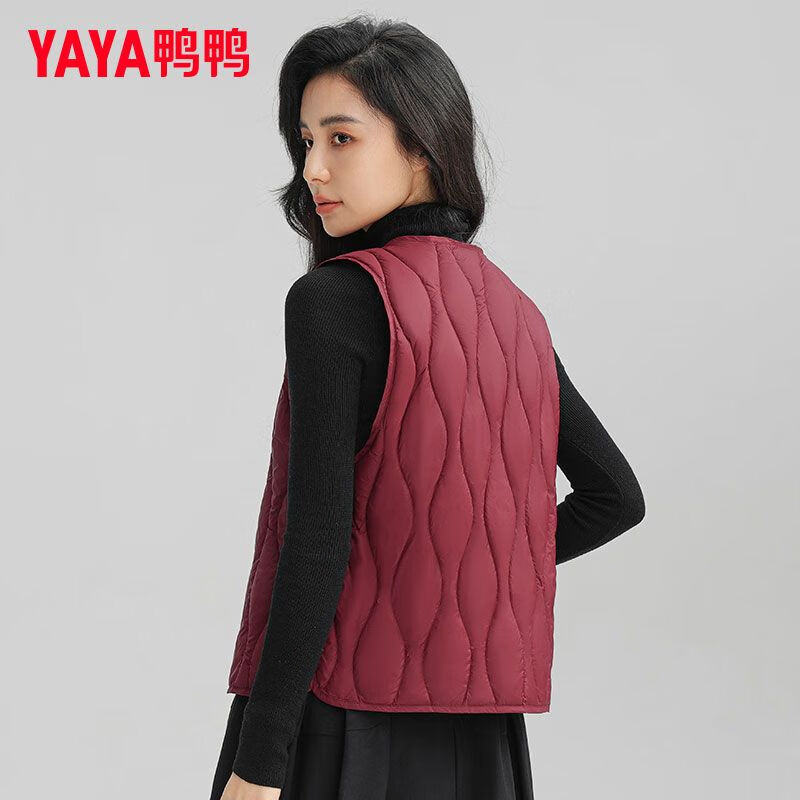 鸭鸭（YAYA）秋冬季新款贴身修身轻薄保暖背心短款坎肩保暖羽绒内胆冬装短外套 浅咖色 3XL 140-160斤