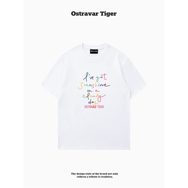 OSTRAVAR TIGER专柜新款 重磅限定潮牌2026春设计感宽松纯棉短袖女t恤上衣 浅奶杏 3XL