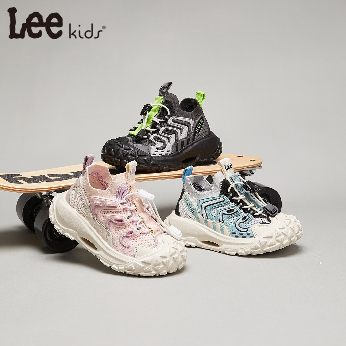 Lee童鞋春夏季新款儿童运动鞋椰子鞋男童休闲跑步鞋女大童 卡其绿 29 【建议脚长176-181mm】