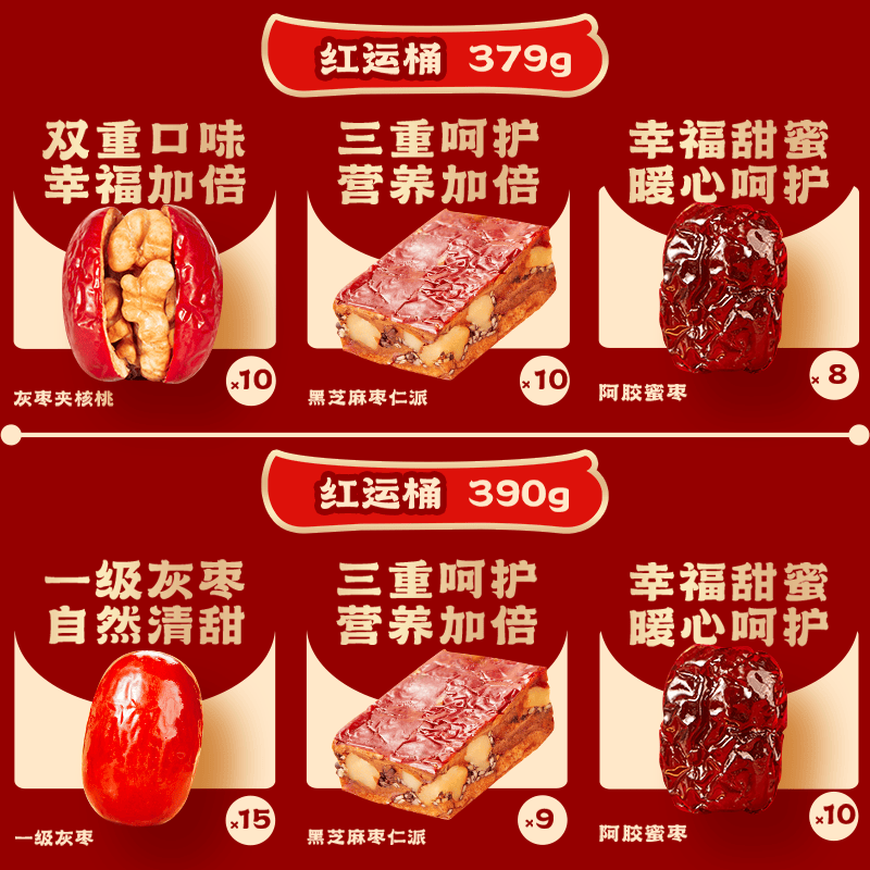 好想你_ 红枣坚果礼盒 新疆特产零食大礼包健康零食整箱装节日送礼年货 【临期】好想你红运桶390g