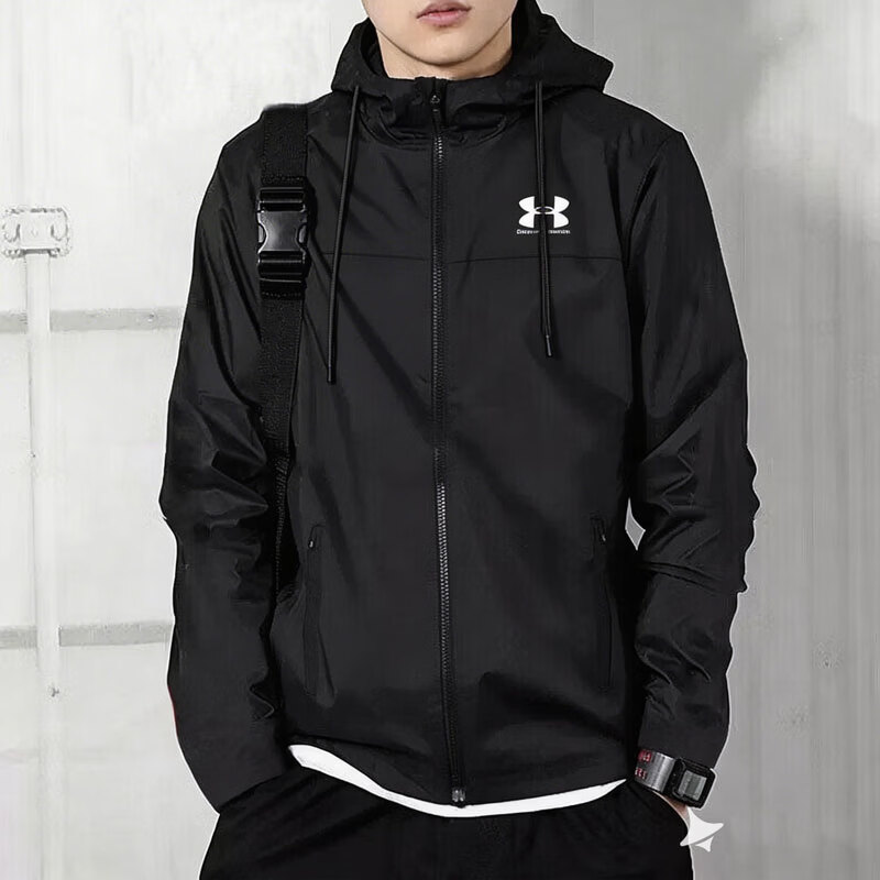 安德玛（Under Armour）外套男 2026春季新款梭织防风连帽拒水三合一健身训练运动夹克 梭织-拒水设计/网衬内里/ 主推款 L 175/96A 