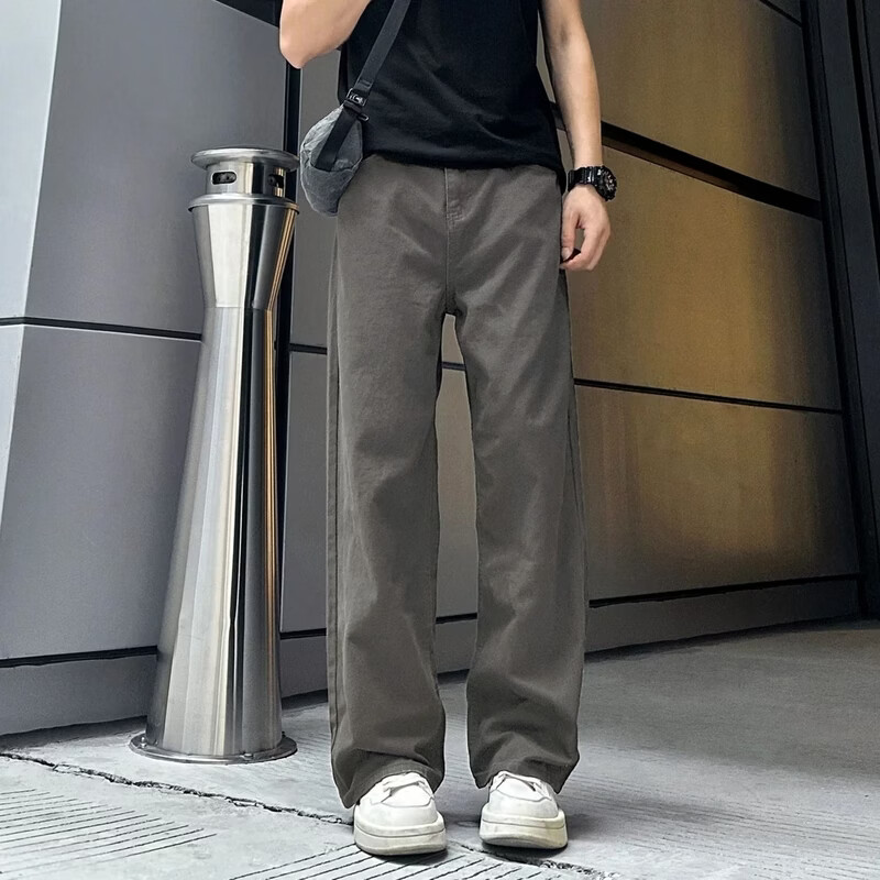 【轻奢定制】2026美式直筒休闲裤男款春季显瘦潮流宽松百搭长裤 咖啡色 4XL 建议160-180斤