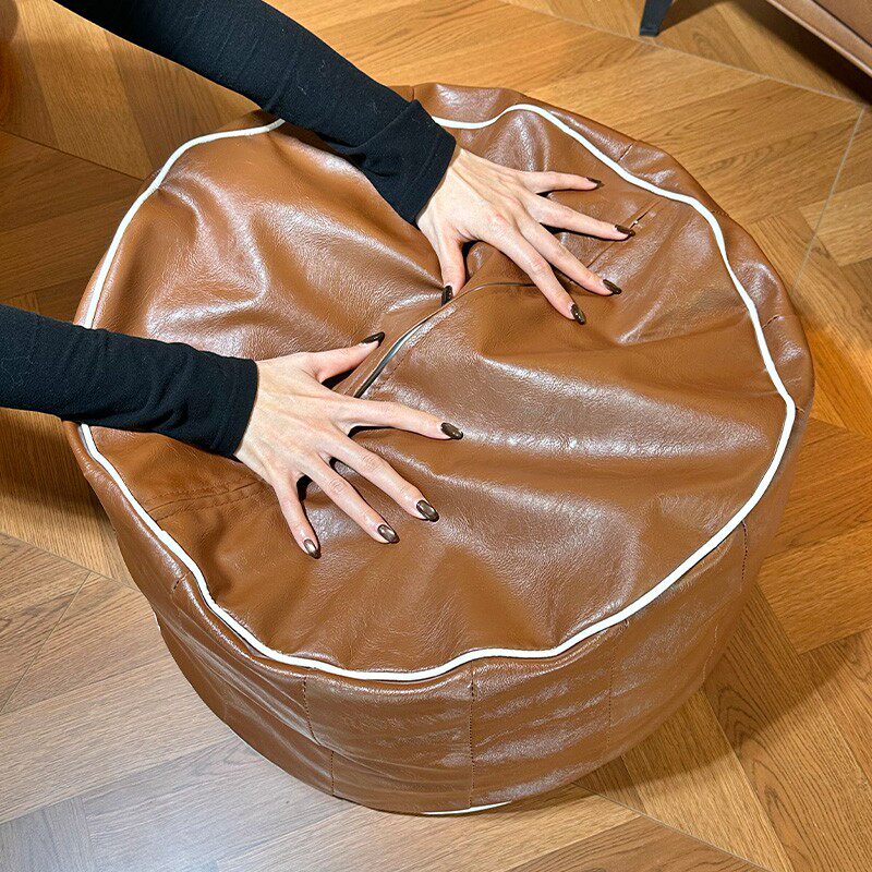 水天一方中式轻奢皮墩收纳凳客厅居家收纳箱衣服玩偶收纳袋换季沙发坐墩 坐垫收纳包【自行填充收纳旧衣服玩偶】 耐磨猫爪皮 1个