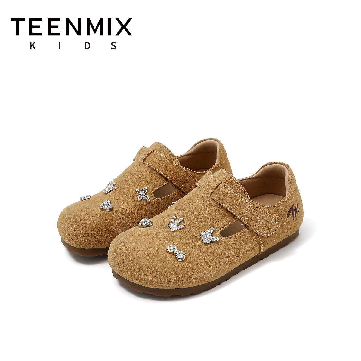 天美意童鞋2026年春秋季新款女童软底休闲鞋中大童女孩时尚复古勃肯 驼色 37