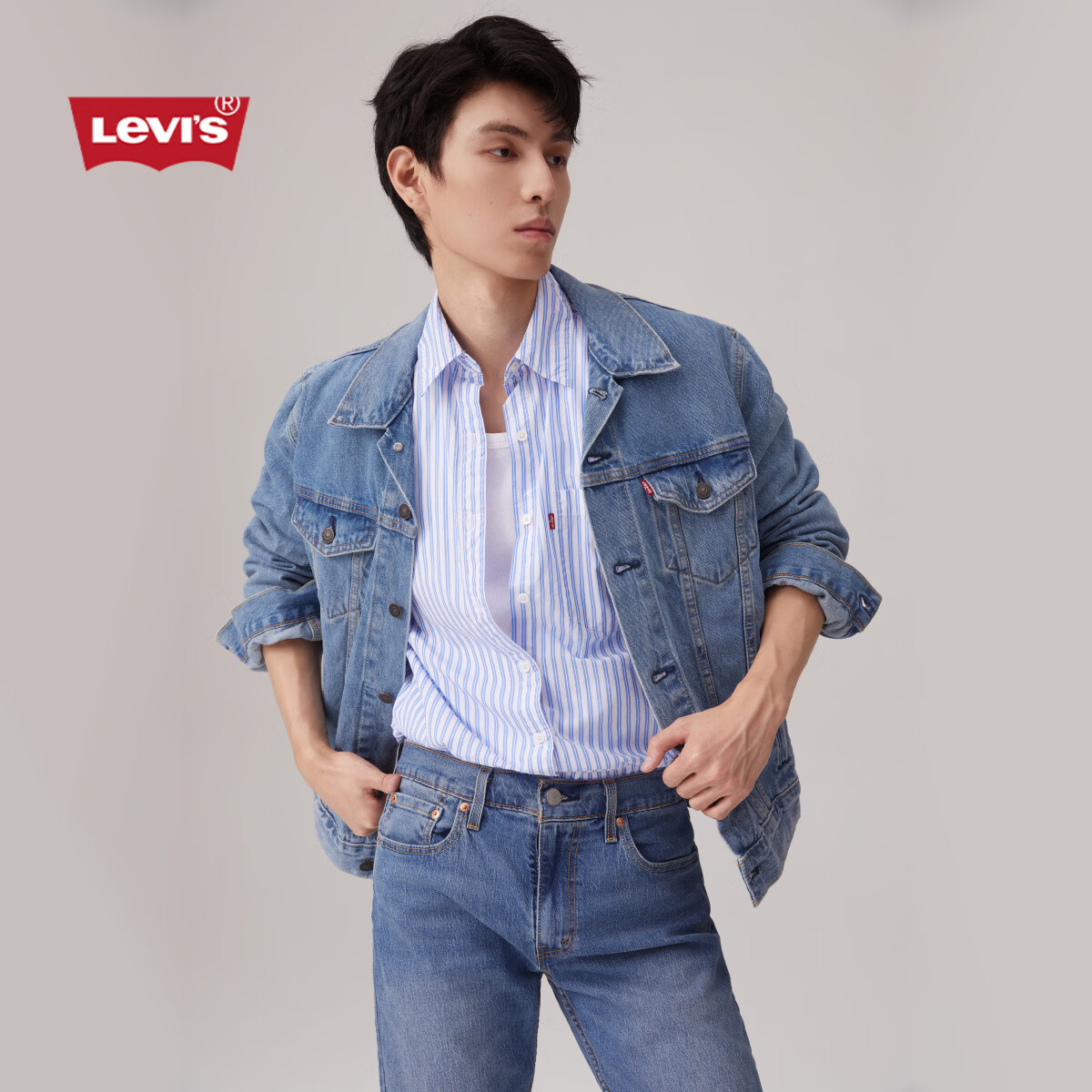 Levi's李维斯情侣同款美式经典复古休闲时尚潮牌修身牛仔夹克外套 浅蓝色 72334-0131 XL