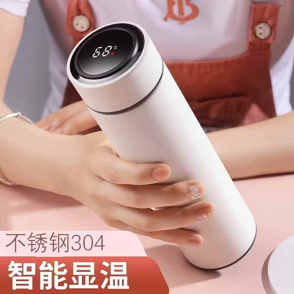 肥肥鲨保温水杯可爱搞笑搞怪表情杯子个性便携显温不锈钢保温杯 来图定制 500ml 送茶隔【显示温度8-12小时保冷保温】