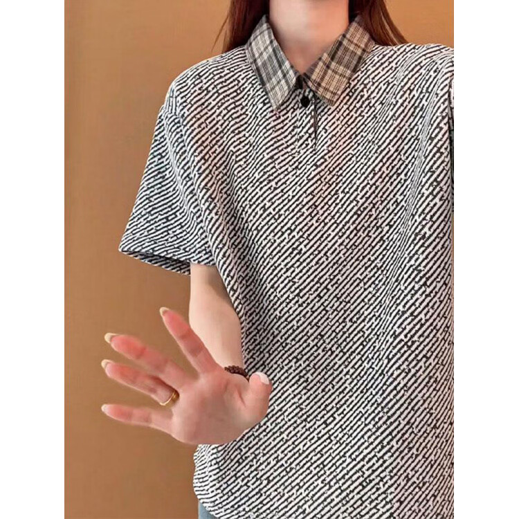 轩森图（XUANSENTU）灰色假两件短袖polo衫男款夏季美式亨利领重磅t恤正肩斜纹半截袖 白色 2XL