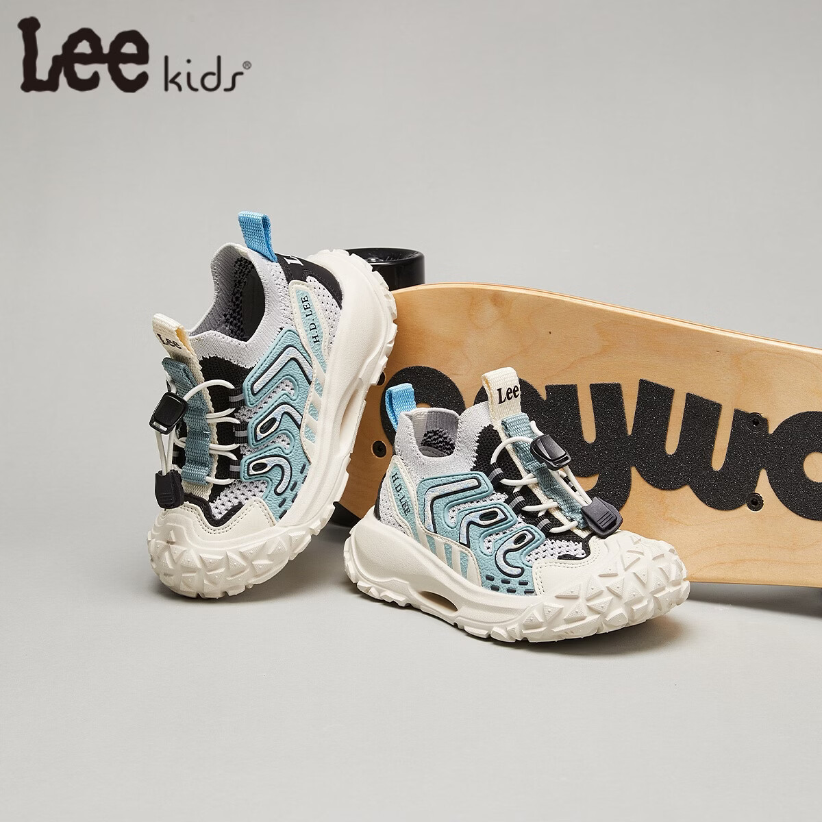 Lee童鞋春夏季新款儿童运动鞋椰子鞋男童休闲跑步鞋女大童 卡其绿 29 【建议脚长176-181mm】