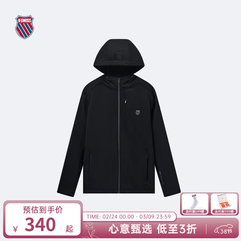 盖世威（K·SWISS）男外套冬季新款运动保暖经典百搭针织外套108587 正黑色-008 M