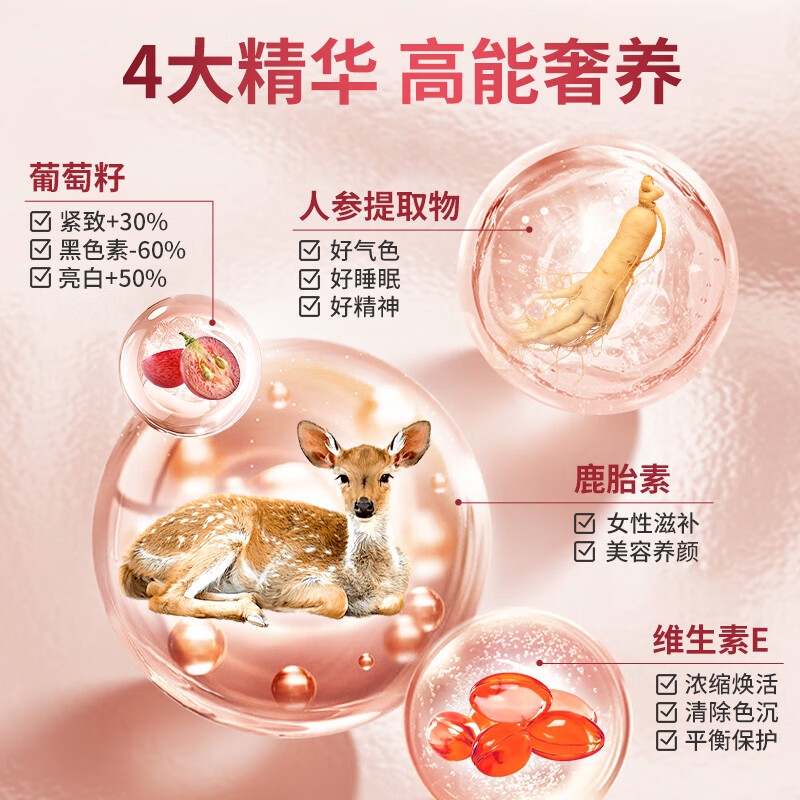 安美奇Allnature鹿胎素胶囊女性保养内调大豆异黄酮补充雌激素滋补内膜 1瓶体验装