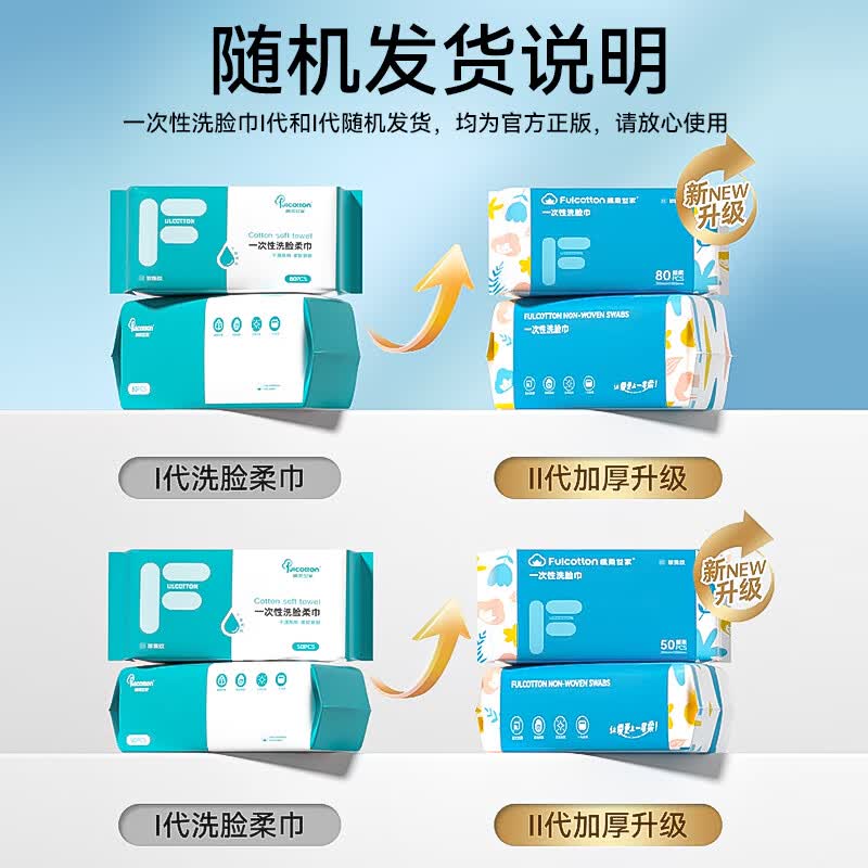 棉柔世家(FulCotton) 一次性洗脸巾 洗面巾柔巾宝宝洁面巾洗脸毛巾差旅擦脸巾20*20CM 【大尺寸加厚】50抽*6包
