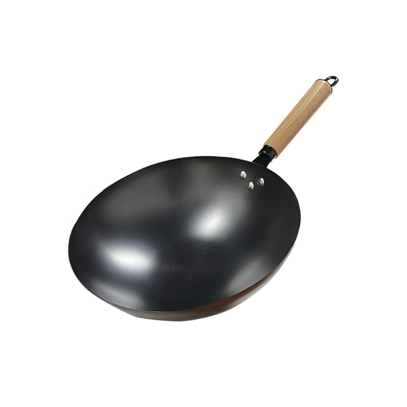 山头林村圆底炒菜锅熟铁锅无涂层平底锅燃气灶通用大锅加深爆炒专用无油烟 加深圆底炒锅配盖 36cm