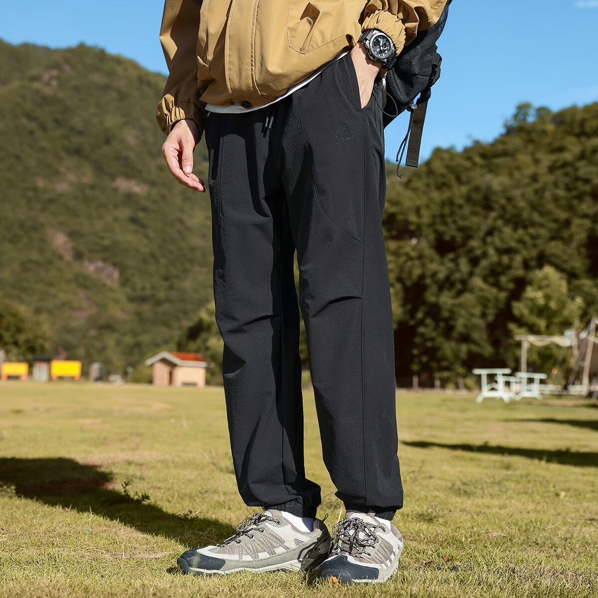 布衣传说休闲裤合集 微弹舒适亲肤百搭小锥形男式休闲裤 黑色12523 XL