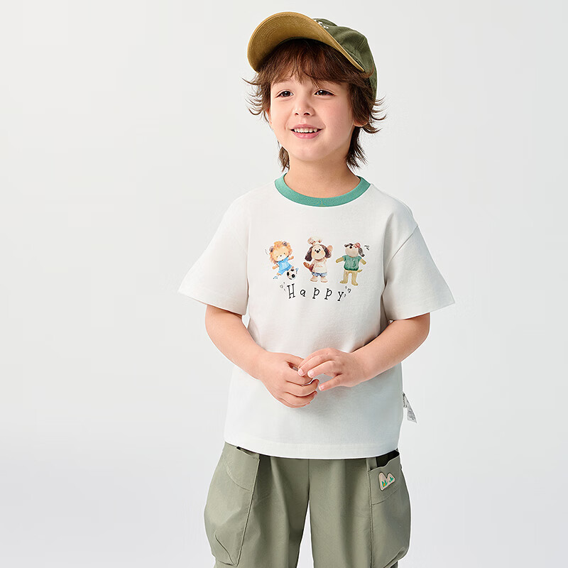 巴拉巴拉童装宝宝短袖t恤婴儿男女童上衣2026新款夏装甜美时尚洋气清新萌 本白10101-208225117111 120