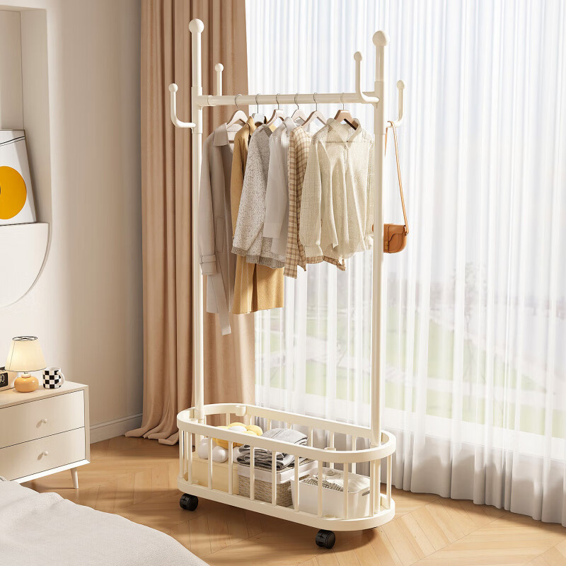 苏沐瞳仙人掌衣架落地卧室挂衣架晾衣服架出租屋置物挂衣服挂包包衣服架 奶油白60cm