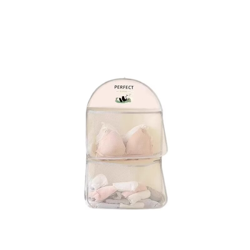 收纳挂袋门后收纳挂袋悬挂式置物袋内衣内裤收纳整理袋收纳网兜袋 笑脸储物挂袋【单层-双边】2个装