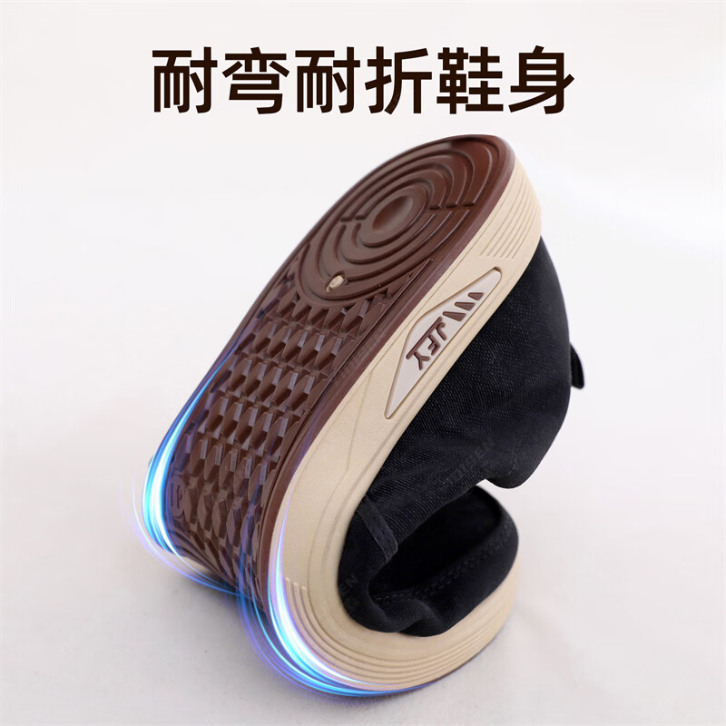 意迪森春季新款百搭懒人鞋防滑软底板鞋轻便透气舒适休闲鞋中老年爸爸鞋 黑色 单层 39 (245mm)