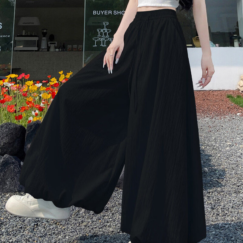 浪莎花苞裤裤女春夏季新款慵懒风宽松垂感阔腿裤小个子高腰显瘦休闲裤 黄色 【舒适柔顺】 S 【建议80-95斤】