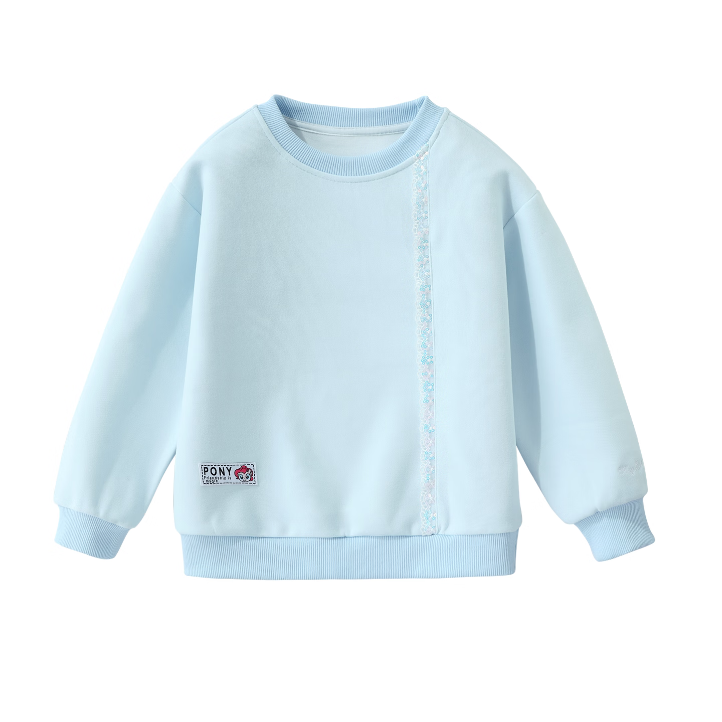 小马宝莉女童超好看卫衣春装流行2026新款中大童休闲洋气春季上衣 圆领卫衣浅蓝 140