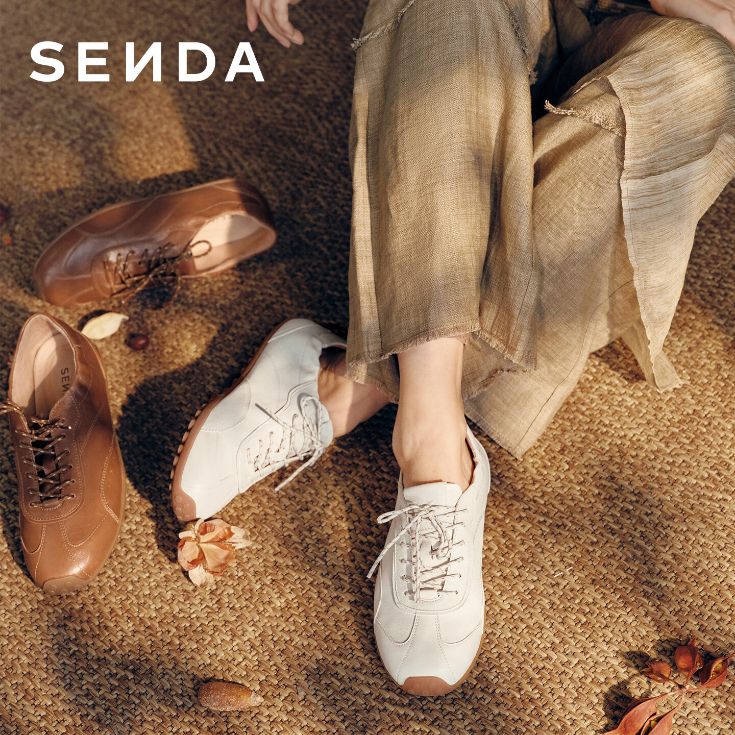 森达奶皮德训鞋女2026春夏新款时尚运动平底休闲板鞋4XV21BM6 米色 37