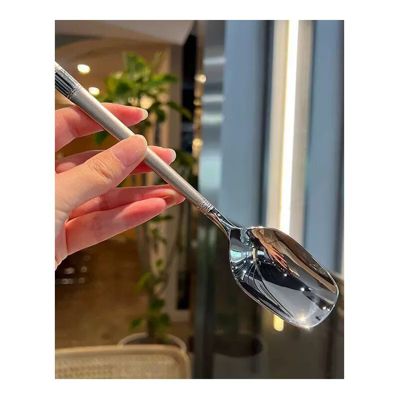 北牧星勺子不锈钢高颜值加厚韩式家用方勺现代简约汤勺304网红勺勺子 韩式方勺1个