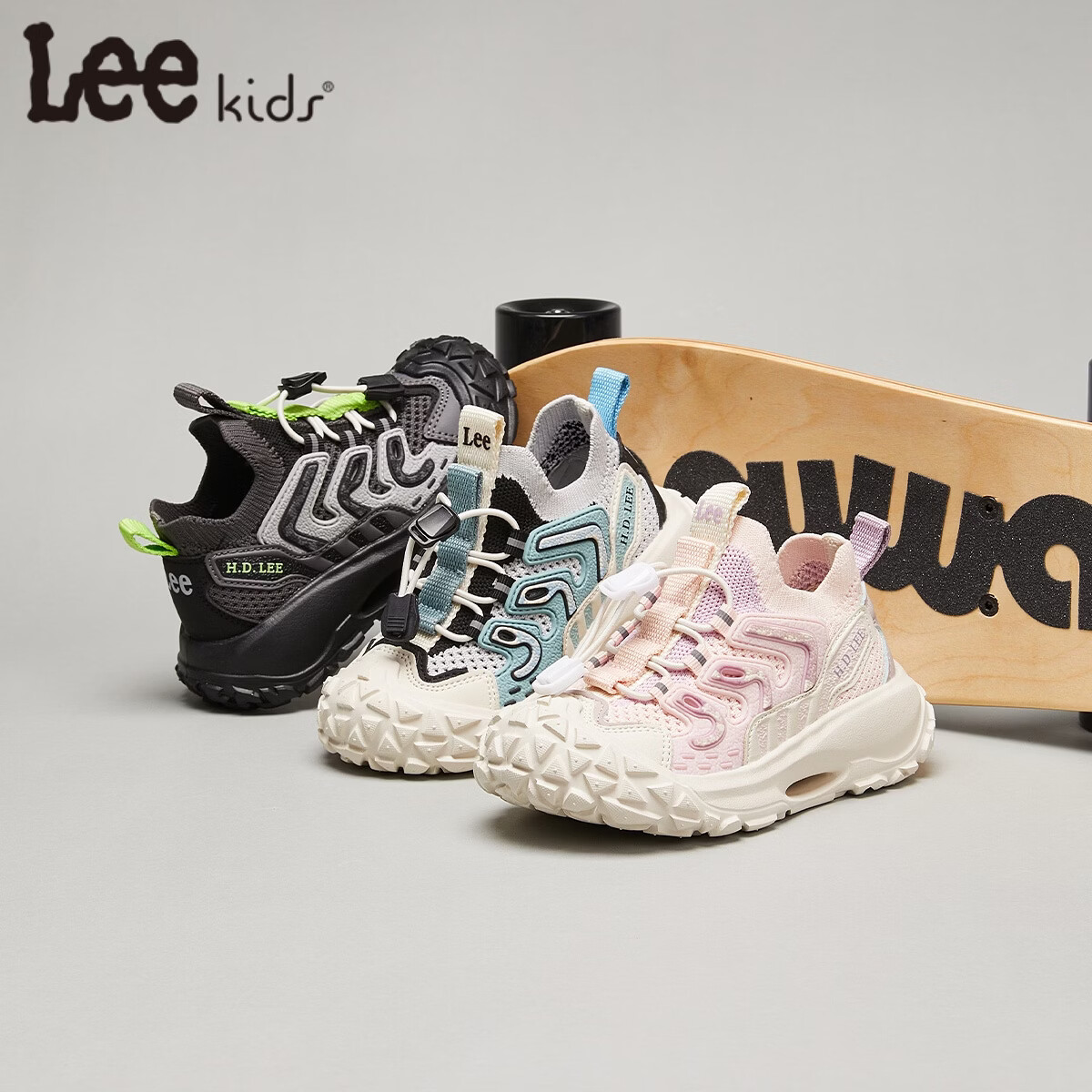 Lee童鞋春夏季新款儿童运动鞋椰子鞋男童休闲跑步鞋女大童 卡其绿 29 【建议脚长176-181mm】