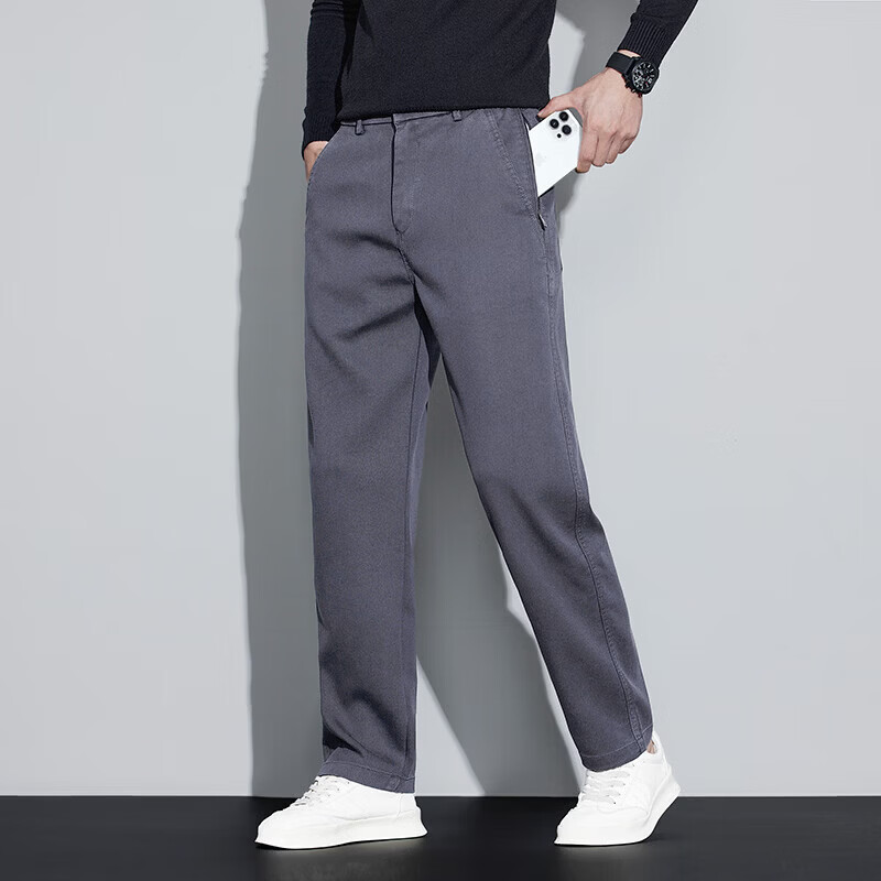 夏季直筒裤子男款爆款2026新款宽松显瘦修身休闲裤长裤弹力 灰色 31 【建议体重125-135斤】