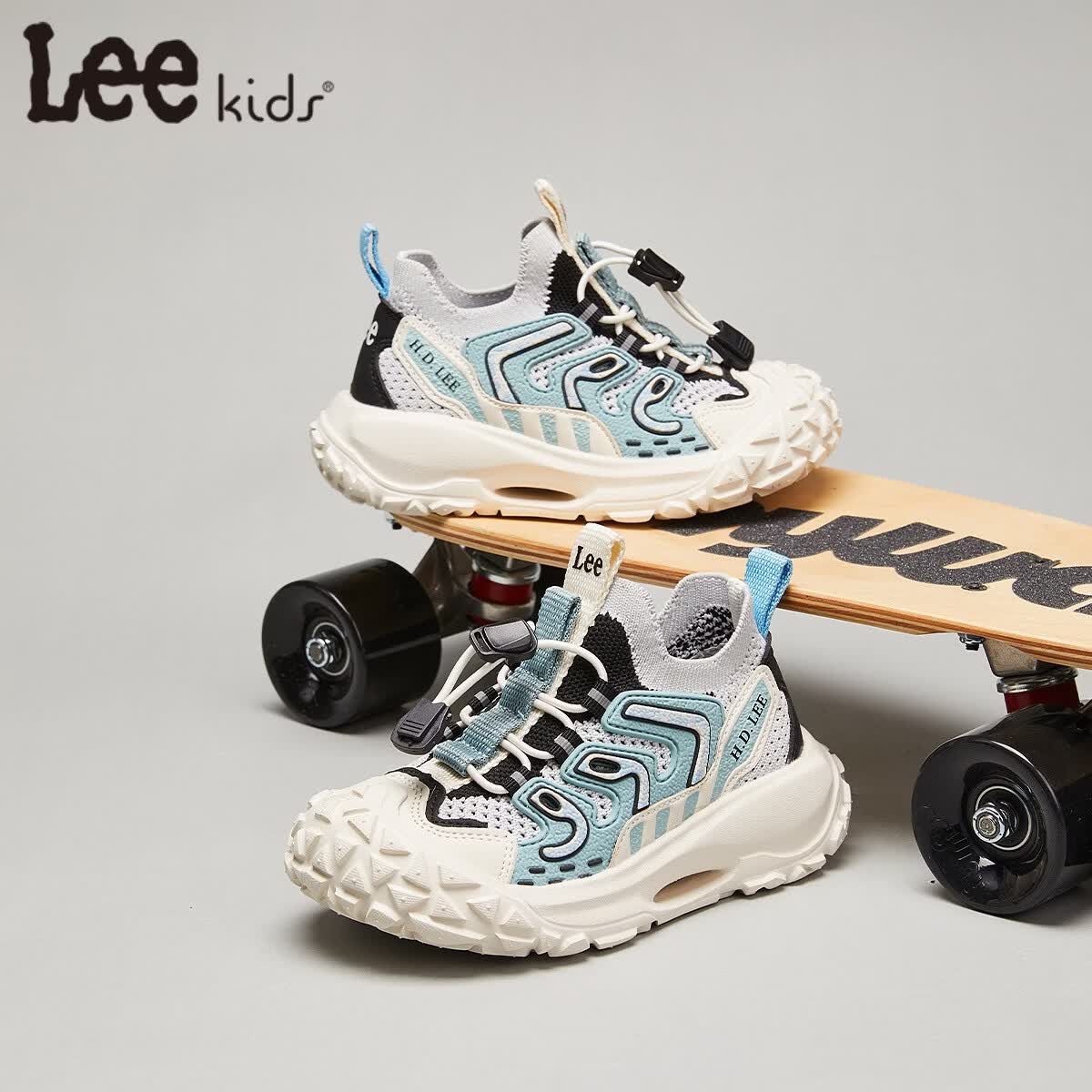 Lee童鞋春夏季新款儿童运动鞋椰子鞋男童休闲跑步鞋女大童 卡其绿 29 【建议脚长176-181mm】
