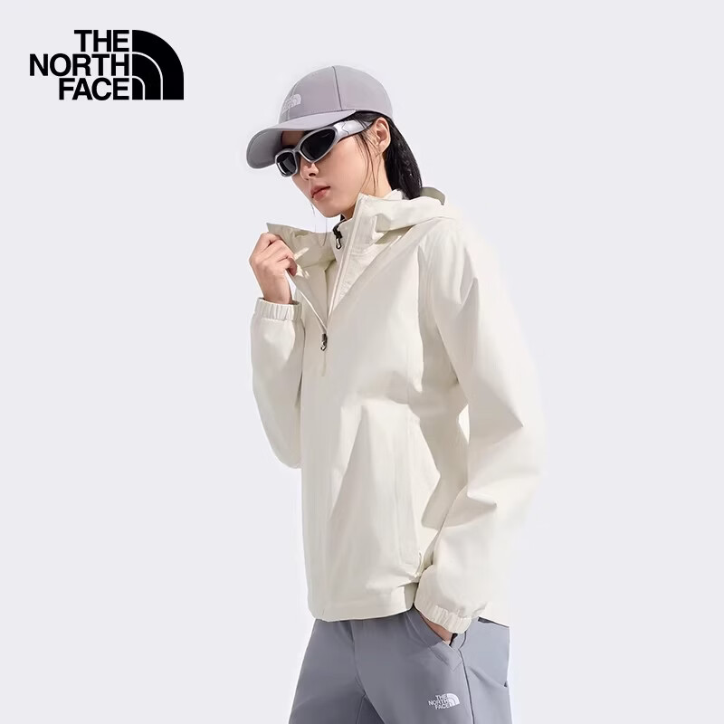 The North Face北面冲锋衣女户外防水硬壳外套26新品8EYG 沙丘白/QLI S
