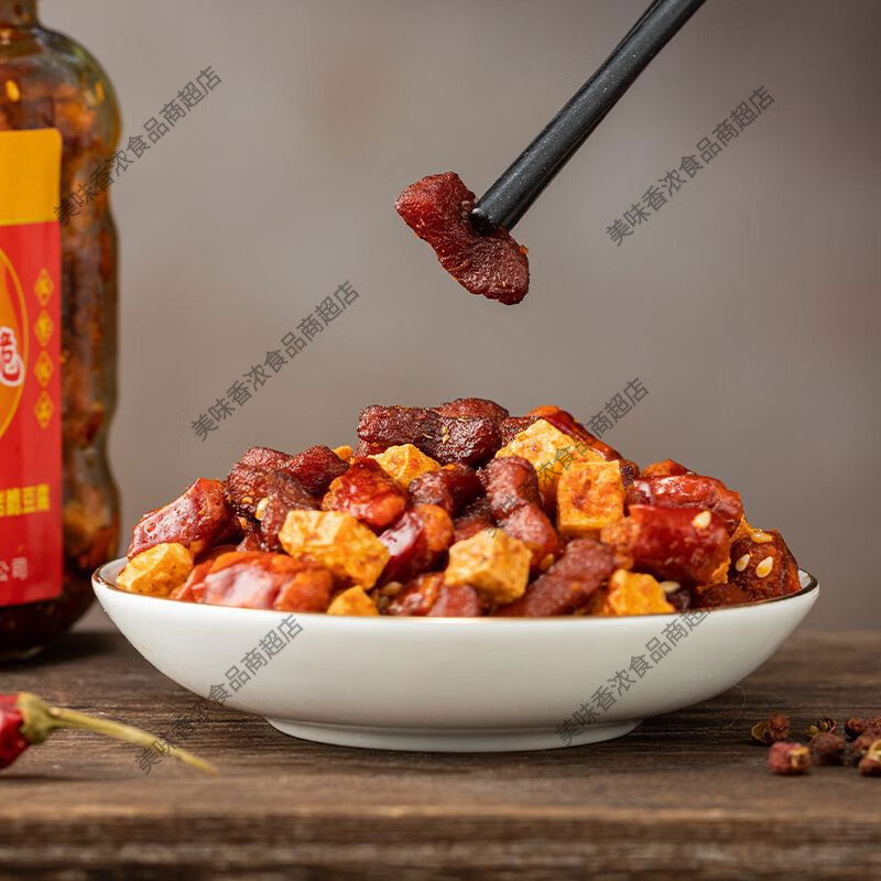 新品贵州特产贵阳三脆麻辣香酥辣小吃炸辣椒干零食豆腐干丁家脆哨 黔老大三脆1瓶装