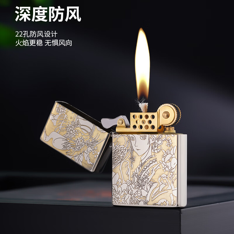 ZORRO佐罗四代方块煤油打火机2026新款白镍光板外壳明火砂轮送礼 中国熊猫标准版【单机+35ML小油+火石棉线】