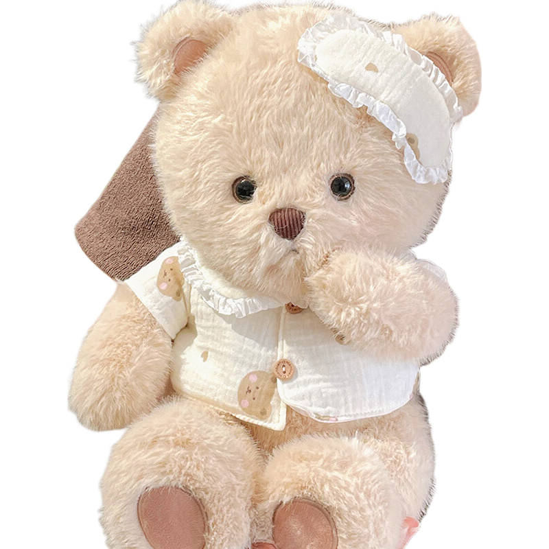 嬰果小島晚安小熊玩偶小羊公仔娃娃毛絨玩具陪睡覺抱枕生日禮物女生女孩子 晚安熊 60cm+禮袋+燈串