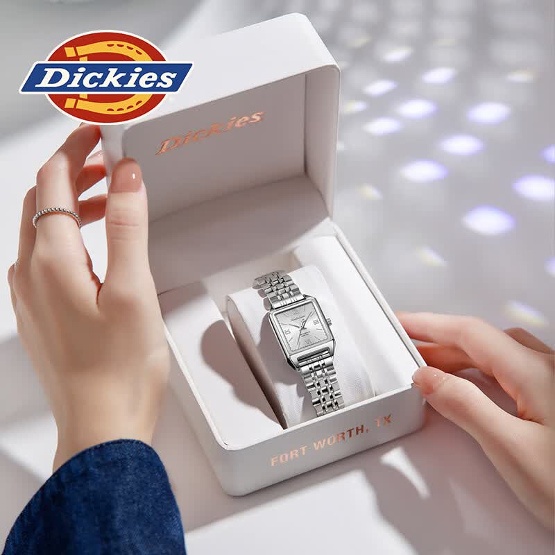 Dickies手表女新款ins轻奢小众腕表简约女表时尚百搭石英表送女生日礼物 250F60LYXCL-779L1-7SSY【皮带白表盘】