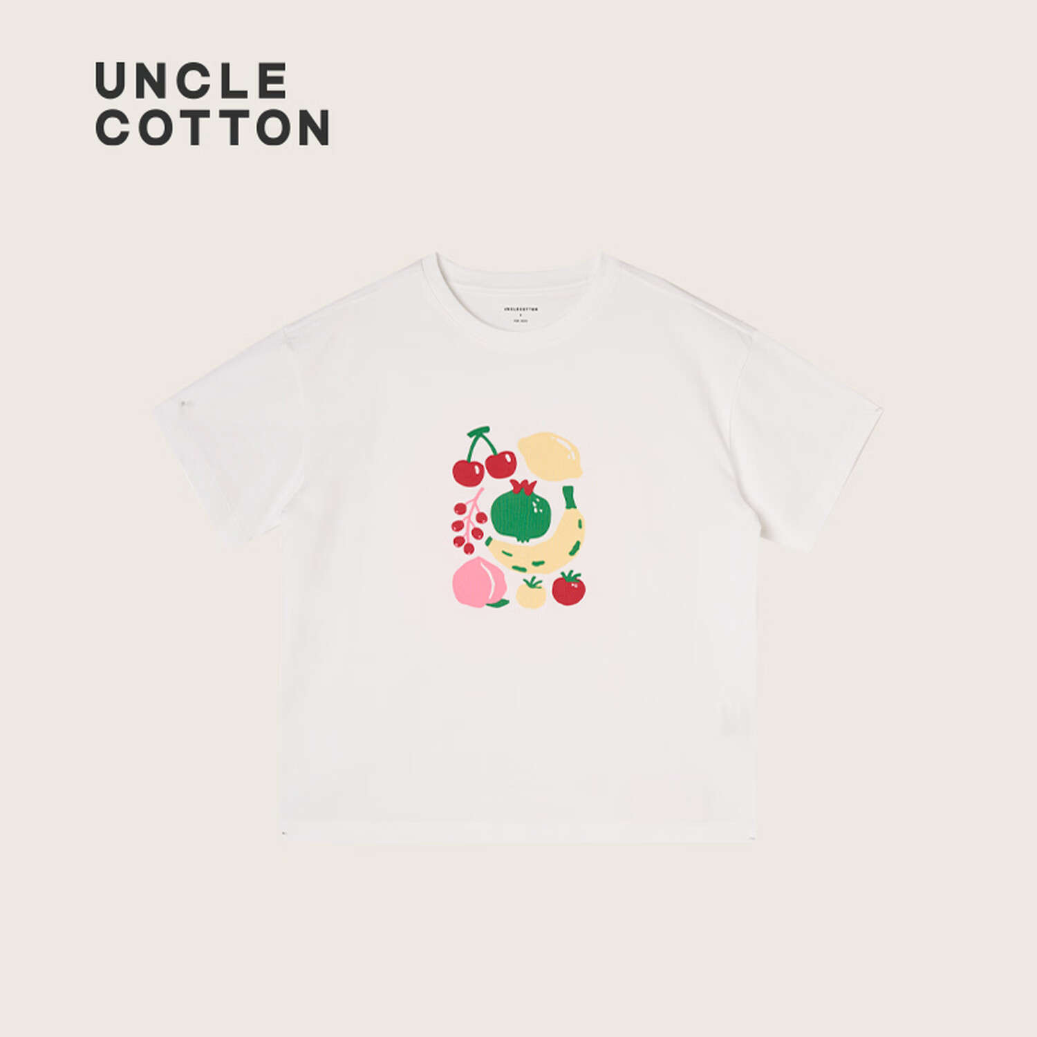 棉叔叔【凉感索罗娜短袖T】棉叔叔儿童印花T恤男童女童微落肩短袖T2.24 缤纷水果 120 120