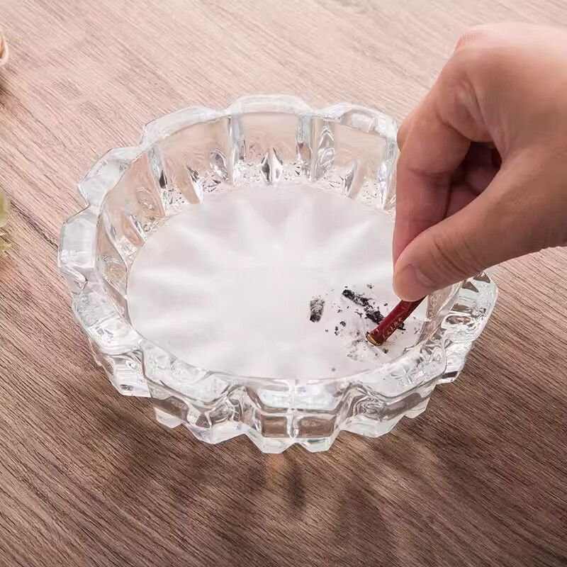 烟灰清洁垫 烟灰缸一次性防飞灰家庭办公会议室内置防风吸水垫纸 圆形直径18cm【一百张】