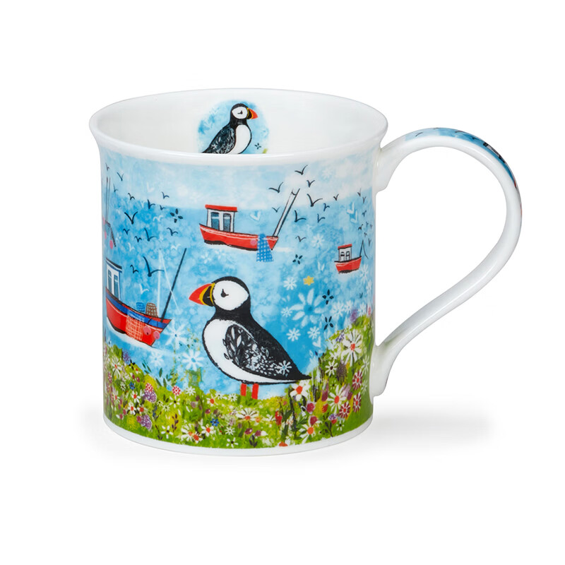 丹侬（DUNOON）骨瓷马克杯海边系列海鹦咖啡杯陶瓷小水杯情侣杯名家设计英伦风 海边海鹦 300ml