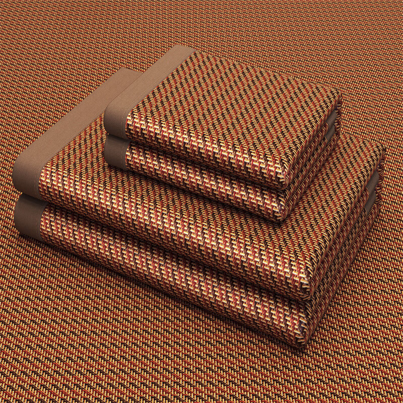 雅鹿藤席夏季冰丝席套件夏天家用双人床软席宿舍凉席双面凉席c 古风-黑咖 180*200cm（三件套）